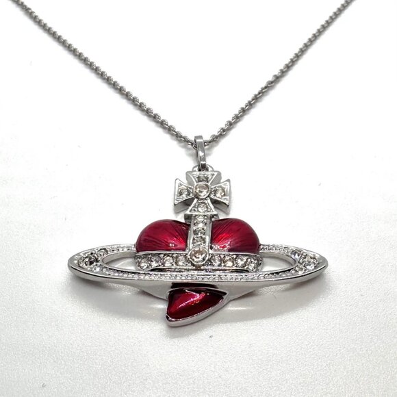 Vivienne Westwood Jewelry - Vivienne Westwood Diamante Red Heart Vintage Saturn Orb NANA Necklace
